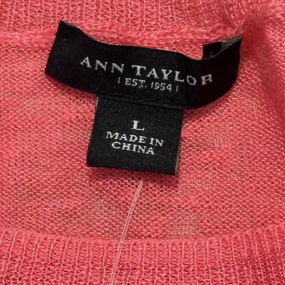 ANN TAYLOR Blouse Linen Blend Slub Knit 3/4 Sleeve Stripe White Pink NWT - Picture 4 of 7